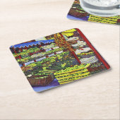 エドディの市場(ハンガリー) スクエアペーパーコースター (アングル)