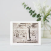 エドディストーンライトハウス、ヘンドリック・ヒルが彫り込んだ ポストカード (スタンド正面)