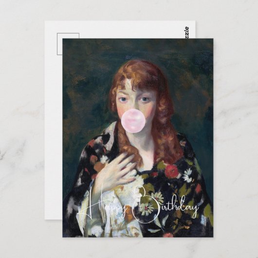 エドナがバブルガムを吹いてハッピーバースデー ポストカード (正面/裏面)