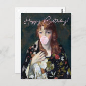 エドナがピンクのガムを吹いてハッピーバースデー ポストカード (正面/裏面)