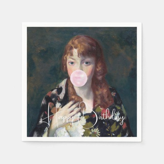 エドナ吹のバブルガムハッピーバースデー スタンダードカクテルナプキン (正面)