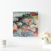 エドバルドムンチショアウィズレッドハウス スクエア壁時計 (ホーム)