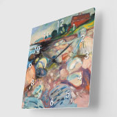 エドバルドムンチショアウィズレッドハウス スクエア壁時計 (傾斜)