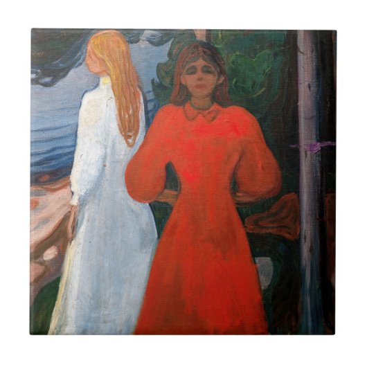 エドバードムンチ赤と白- タイル (正面)