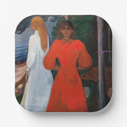 エドバードムンチ赤と白- ペーパープレート (正面)