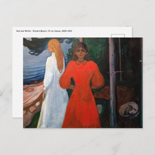 エドバードムンチ赤と白- ポストカード (正面/裏面)