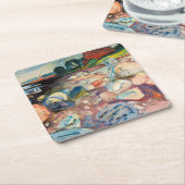 エドバードムンチ – ショアウィズレッドハウス スクエアペーパーコースター (アングル)