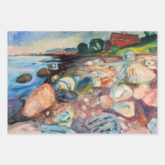 エドバードムンチ – ショアウィズレッドハウス ラッピングペーパーシート (正面)