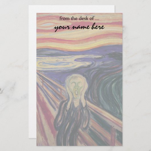 エドバード・ムンクによる悲鳴、ヴィンテージ表現主義 便箋 (正面/裏面)