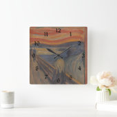 エドバード・ムンクによる自然の悲鳴1893 スクエア壁時計 (ホーム)