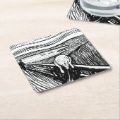 エドバード・ムンク – 悲鳴のリソグラフィ スクエアペーパーコースター (アングル)