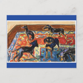 エドバード・ムンチ、5つの子犬のカーペット絵画の上 ポストカード