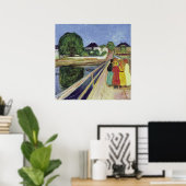 エドバ絵を描ード・ムンチの女の子が橋に(c 1902) ポスター (ホームオフィス)