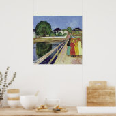 エドバ絵を描ード・ムンチの女の子が橋に(c 1902) ポスター (キッチン)