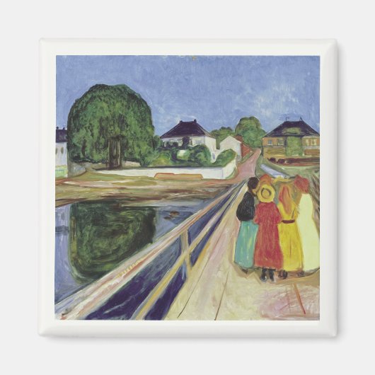 エドバ絵を描ード・ムンチの女の子が橋に(c 1902) マグネット (正面)