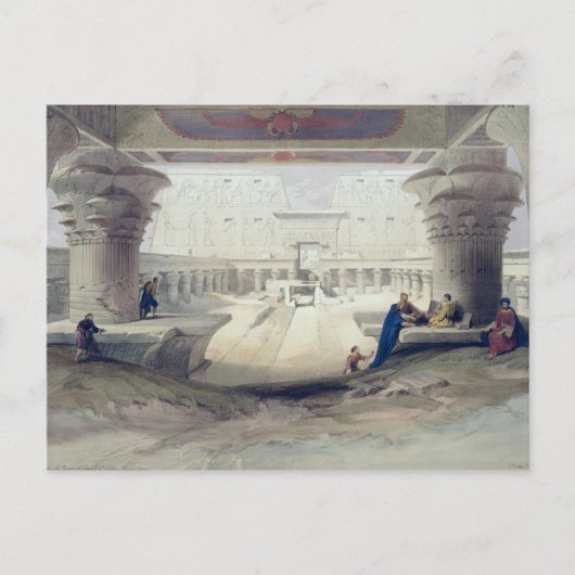 エドフー寺院のポティコの下から上 ポストカード (正面)