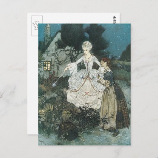 エドマンド・ダラックによるヴィンテージのシンデレラの魔法の後見人 ポストカード (正面/裏面)