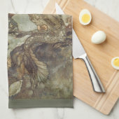 エドマンド・ダラックによる『人魚』ヴィンテージ フェアリー テール キッチンタオル (四つ折り)
