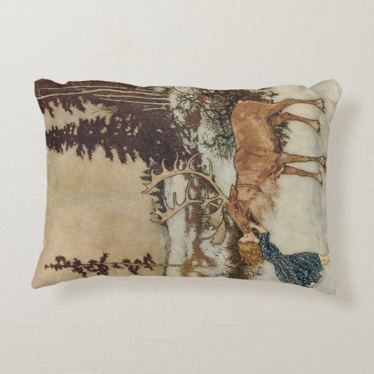 エドマンド・デュラックによるヴィンテージの「ゲルダと鹿」 アクセントクッション (裏面)