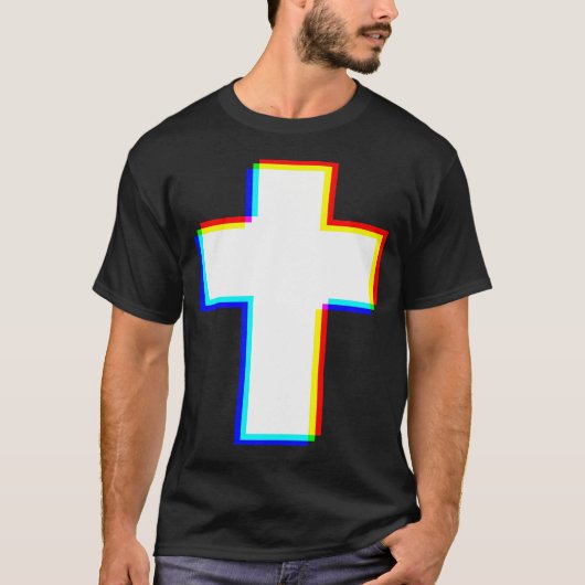 エドム・クロス・グリッチ・キリスト教 Tシャツ (正面)