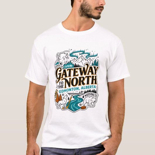 エドモントン・アルバータ・ノースへのゲートウェイ・ウィルダネス Tシャツ (正面)
