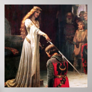 エドモンド・ブレア・レイトンによる中世の絵画「The Accolade」 ポスター