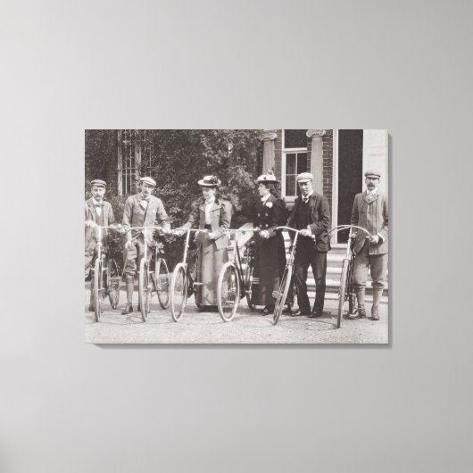 エドワルドのバイクリストのグループ、1900年代初期(b/w ph) キャンバスプリント (正面)