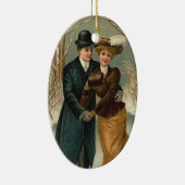 エドワルドヴィンテージカップルスケートで滑る セラミックオーナメント (右)
