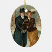 エドワルドヴィンテージカップルスケートで滑る セラミックオーナメント (裏面)