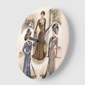エドワーディアングラムヴィンテージファッションイラストレーション ラージ壁時計 (傾斜)