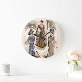 エドワーディアングラムヴィンテージファッションイラストレーション ラージ壁時計 (ホーム)