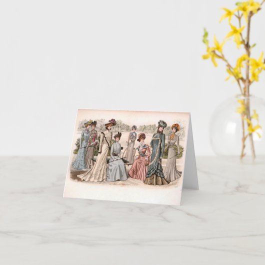 エドワーディアンレディースのグループヴィンテージファッション カード (黄色い花)