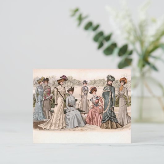 エドワーディアンレディースのグループヴィンテージファッション ポストカード (スタンド正面)