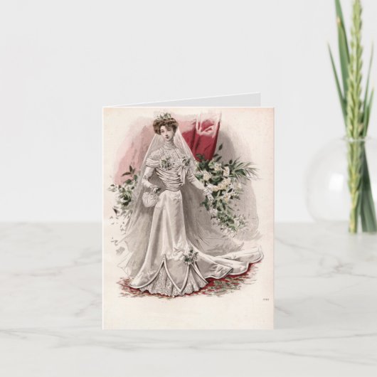 エドワーディアンレディ結婚インズガウンヴィンテージファッション カード (正面)