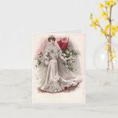 エドワーディアンレディ結婚インズガウンヴィンテージファッション カード (黄色い花)