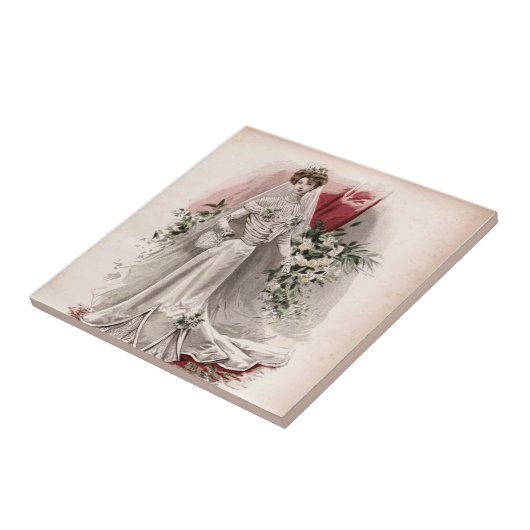 エドワーディアンレディ結婚インズガウンヴィンテージファッション タイル (側面)