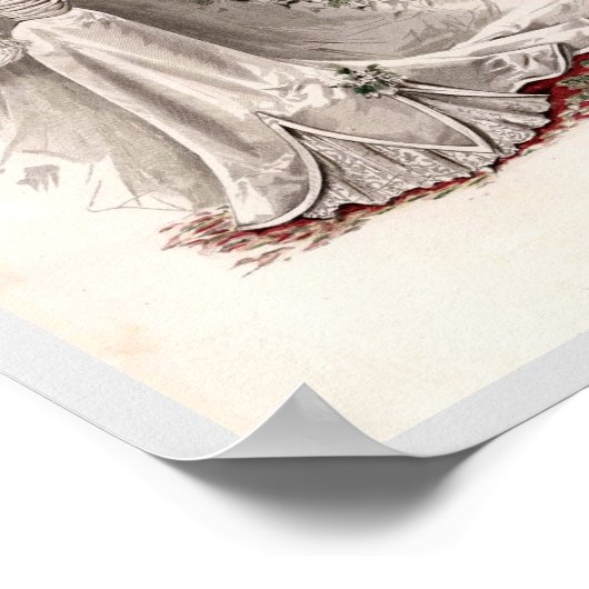 エドワーディアンレディ結婚インズガウンヴィンテージファッション ポスター (角)