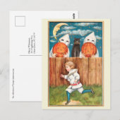 エドワーディアン時代の少年がハロウィンの幽霊から走って逃げる ポストカード (正面/裏面)