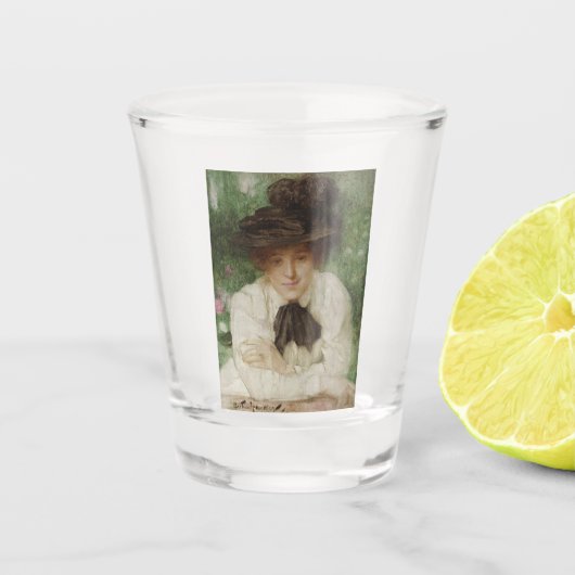 エドワーディアン・レディのポートレート(ヴィンテージ・アート) ショットグラス (正面)