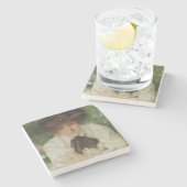 エドワーディアン・レディのポートレート(ヴィンテージ・アート) ストーンコースター (横)