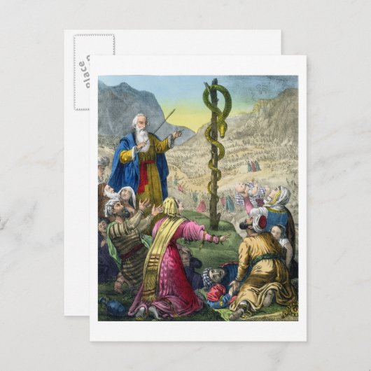 エドワードが印刷した聖書から出たBrazen Serpent ポストカード (正面/裏面)