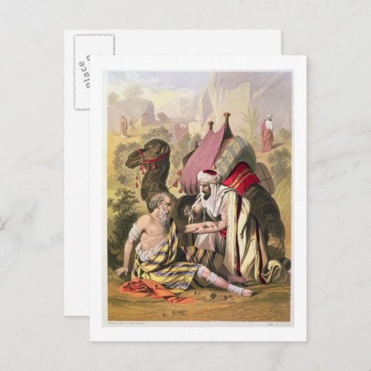 エドワードが印刷した聖書から書かれた善良なサマリア人 ポストカード (正面/裏面)