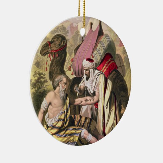 エドワードが印刷する聖書からの良きサマリア人、 セラミックオーナメント (右)