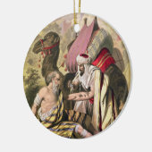 エドワードが印刷する聖書からの良きサマリア人、 セラミックオーナメント (左)