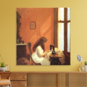 エドワードホッパー、裁縫マシンの女の子 キャンバスプリント (インサイチュ (リビング))