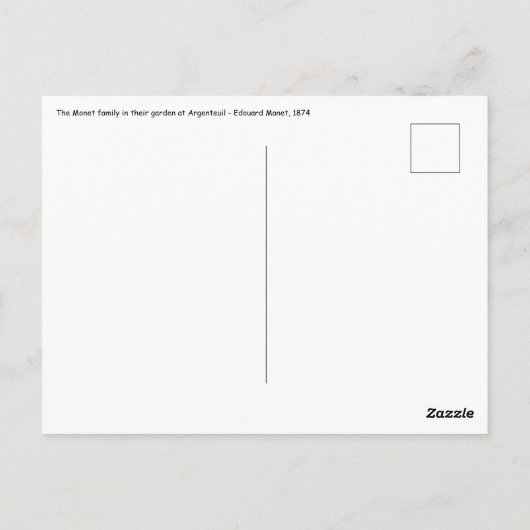 エドワードマネ – ザモネファミリーインガーデン ポストカード (裏面)