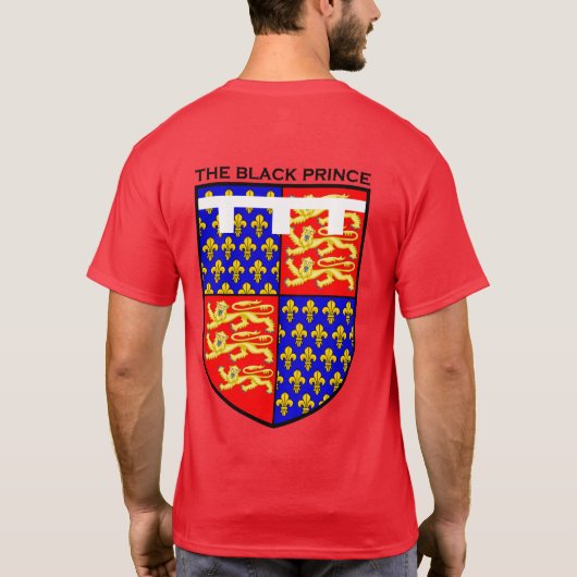 エドワードワイシャツ黒い王子紋章付き外衣 Tシャツ (裏面)