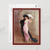 エドワード時代のゴージャスなピンクのドレスの女性 ポストカード (正面/裏面)