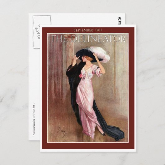 エドワード時代のゴージャスなピンクのドレスの女性 ポストカード (正面/裏面)