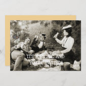 エドワード期ピクニッおもしろいクフライマン美しい女性 招待状 (正面/裏面)